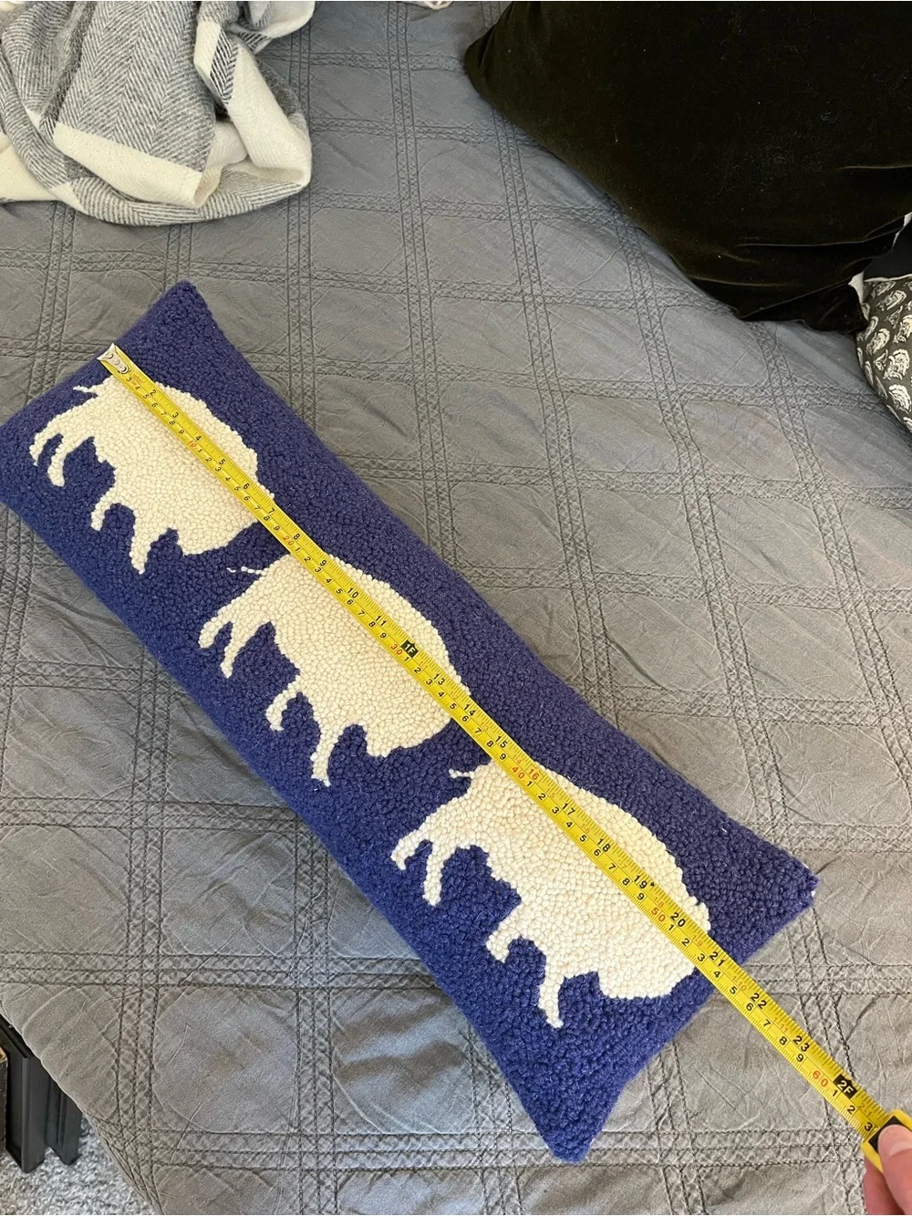 Three bison needlepoint lumbar pillow